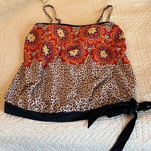 VENUS Floral & Leopard Swim Camisole - Orange, Pink, Black